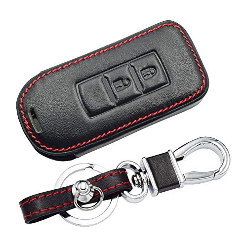 JHSOP Funda de Cuero para Llave de Coche, para Mitsubishi Outlander Lancer 10 Pajero Sport L200 ASX RVR, Funda Protectora para Mando a Distancia Inteligente, Bolsa para Llavero