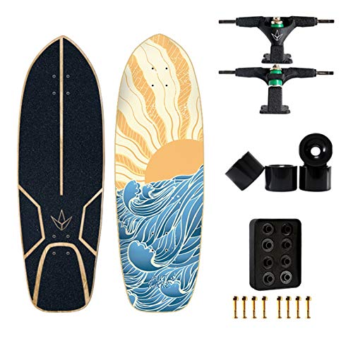 JSJJAES Skateboards 3.0 Professional Land Carver Surfboard Actualizado Fibera de bambú Anti-Scratch Dirección Soporte Surfing Longboard (Color : Deep Blue)