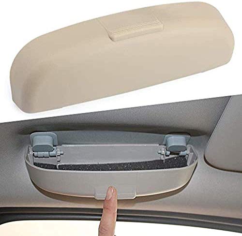 JYSFSS, para funda de gafas de coche, para Volkswagen, Mercedes, para Toyota Corolla, soporte de gafas de sol de coche, caja de almacenamiento, color crema