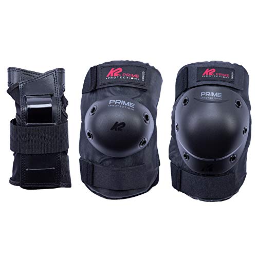 K2 Prime Pad Set M Juego de Almohadillas, Hombre, Negro-Rojo, L (Knee: A:42-46cm B:37-40cm / Elbow: A:28-31cm B:27-30cm / Wrist: A:23-25cm B:20-22cm)