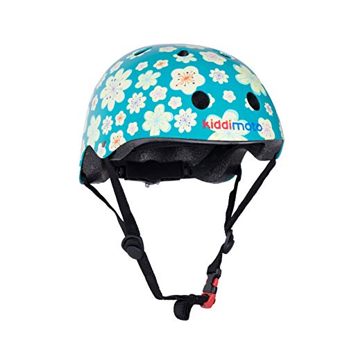 KIDDIMOTO Casco Bicicleta Completamente Ajustabl - Bici Casco para Infantil y Niños para Patinete, Ciclismo, Scooter, Bicicleta de Equilibrio y Monopatin - Fleur - S (48-53cm)