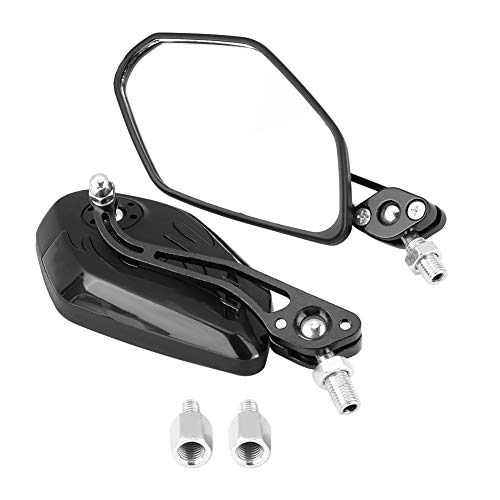 KIMISS Espejos de motocicleta,Espejos retrovisores laterales para motocicletas, 1 par 8 mm 10 mm Aleaci¨®n de aluminio ajustable Scooter universal para motocicleta Espejo retrovisor lateral (negro)