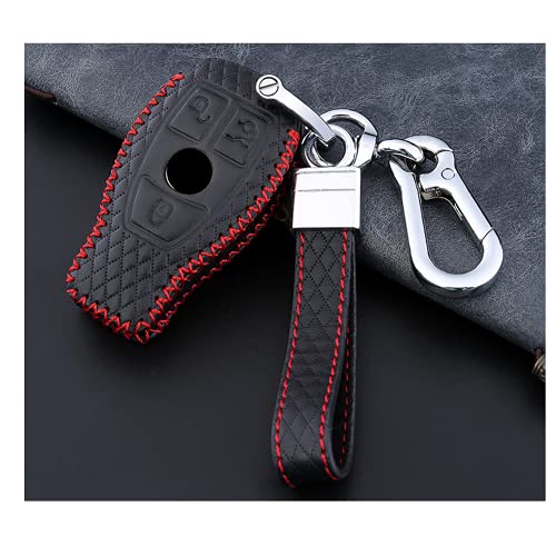 KSKKD Funda de Cuero para Llave de Coche de Capa Superior, para Accesorios de Coche Mercedes Benz 2017 W213 SLC SLK E200 E260 E300 E320 Clase C W204 GLC C200 Coche