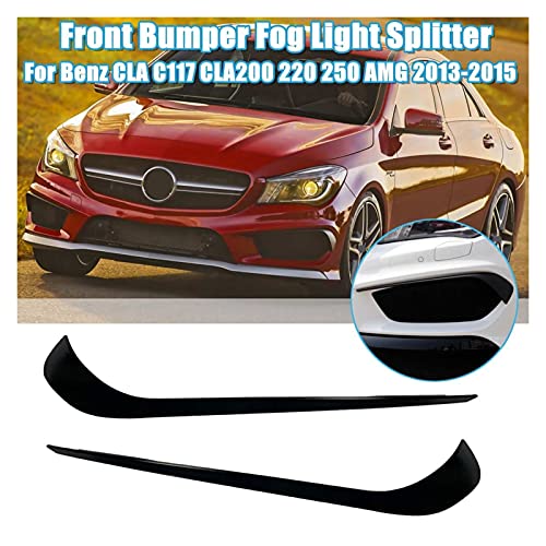 L1YAFYA Matte Black Front Bumper Fog Splitter Splitter Fit For Mercedes Benz Cla C117 CLA200 220 250 AMG 2013 2014 2015 Divisor de la lámpara de Niebla (Color : 2pcs)