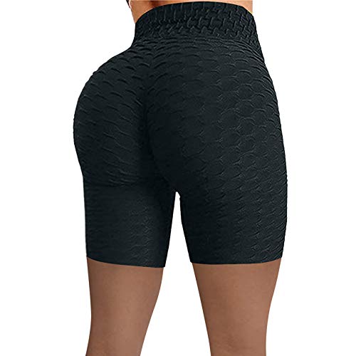 Leggings de Sport Femme Anti-Cellulite Pantalon Corta de Fitness Haute Cintura Alta Slim Push Up Butt Lifter Pants Yoga Pour Jogging Yoga y Pilates (Negro, S)