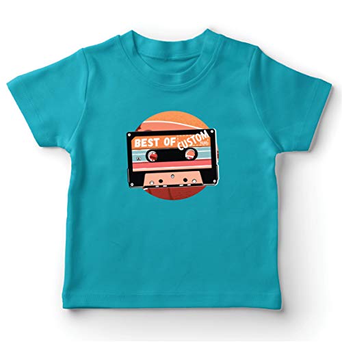 lepni.me Camiseta para Niño/Niña Cassette Antiguo Lo Mejor del año 80, 90, 70 (3-4 Years Azul Claro Multicolor)