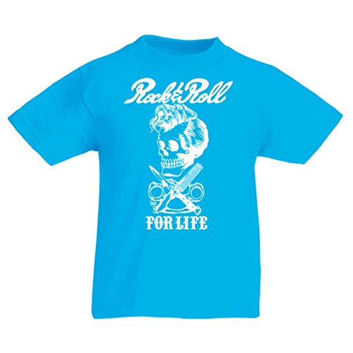 lepni.me Camiseta para Niño/Niña Rock and Roll For Life - 1960s, 1970s, 1980s - Banda de Rock Vintage - Musicalmente - Vestimenta de Concierto (14-15 Years Azul Claro Multicolor)