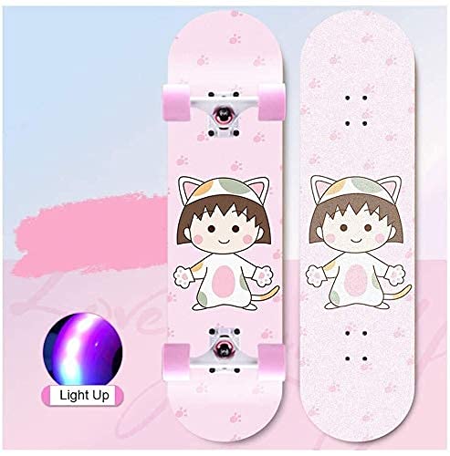 LFLLFLLFL Skateboard Monopatin Niños 7 Capas monopatín Trucos completos Skate Board Brush Street Cruiser para Principiantes Chicas niños niños Adolescentes Adultos (Color : C)