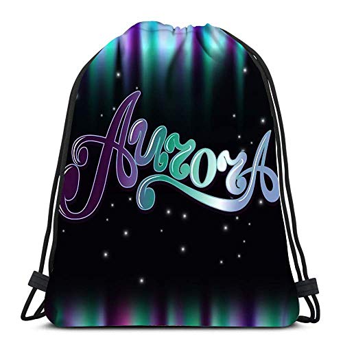 Lsjuee Mochila Bolsa con cordón Aurora Northern Lights Gradiente Fenómeno Natural en el Cielo Nocturno Deportes Viajes Yoga Gymsack