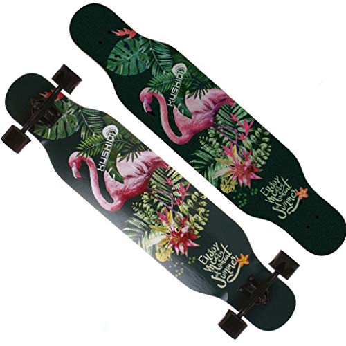 M-YN Skateboard Completa, Monopatín 7 Capas Pro Longboard Completo del Tablero del patín for los Principiantes, Adultos, Adolescentes, Jóvenes y Niños (Color : Green)