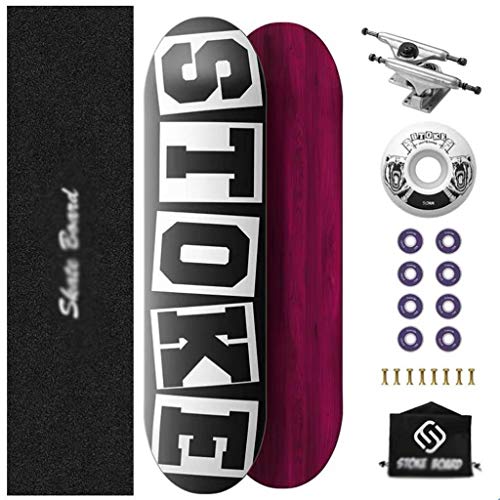 M-YN Skateboard Completa, Monopatines completos 31"x 8" de Arce Canadiense Cruiser Pro Patín for Extreme Deportes y Aire Libre (Color : White+Black)