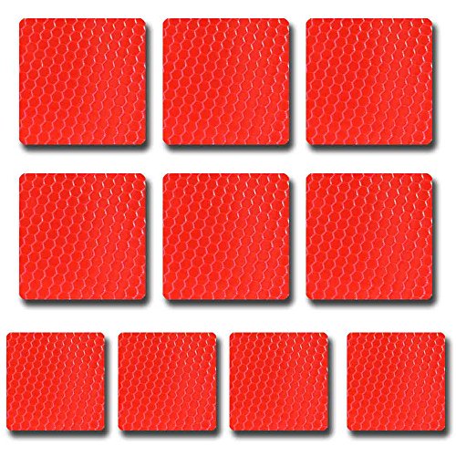 maiqiken 10pcs Cinta Reflectante Adhesiva Rojo Universal Coche Moto Bicicleta Pegatina Seguridad 60 x 60 mm