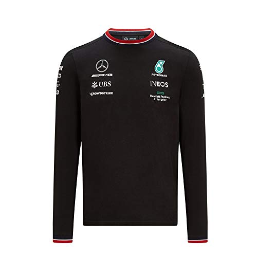 Mercedes-AMG Petronas - Mercancía Oficial de Fórmula 1 2021 Colección - Hombre - LS Driver tee - Crew Neck Longsleeve - Negro - XL