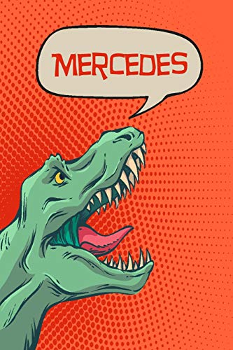 Mercedes: Personalized Dino Handwriting Practice Paper for Kids Notebook with Dotted Lined Sheets for K-3 Students 120 pages 6"x9"