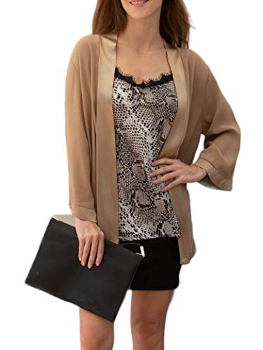 Mer's Style - Chaqueta Blazer Elegante Corta y Fina Beige, Talla M-40 Mujer