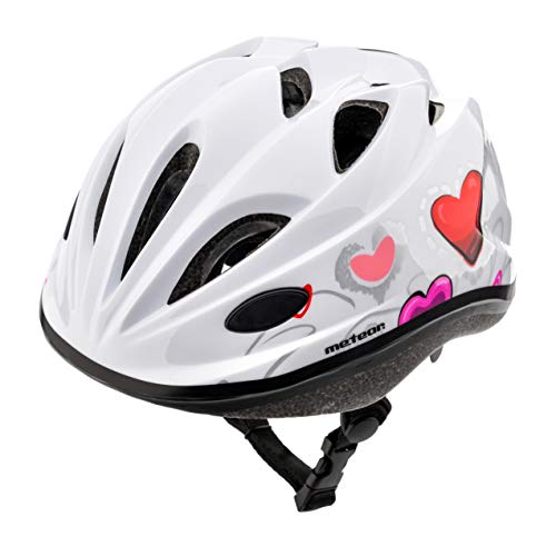 meteor Casco Bicicleta Bebe Helmet Bici Ciclismo para Niño - Cascos para Infantil - Bici Casco para Patinete Ciclismo Montaña BMX Carretera Skate Patines monopatines HB6-5 (S (48-52 cm), KS07 Hearts)