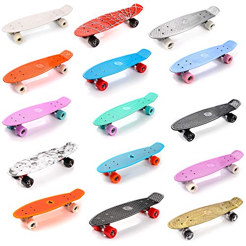 meteor Monopatín patineta Retro plástico Skateboard Completo niños jóvenes Adultos Mejor Calidad Robusto Ligero Ruedas un Buen Regalo