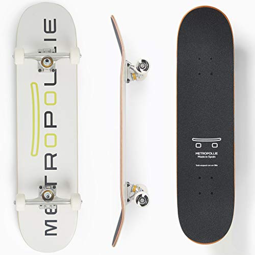 Metropollie Skateboard Completo, Monopatín para Niños Niñas Adolescentes Adultos Principiantes, Tabla de 7 Capas 100% Madera de Arce Canadiense, Rodamientos ABEC-5 Ruedas de 52MM y Lija Jessup.