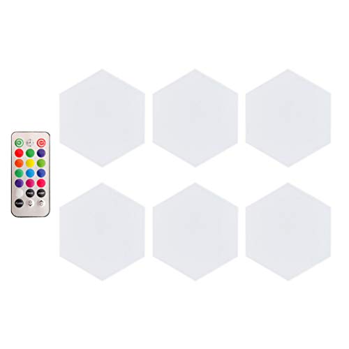 Minkissy 6 Uds Luz de Pared Táctil Hexagonal Luces Sensibles Al Tacto Modular Luz de Noche de Pared de Montaje de Geometría Colorida para Decoración Del Hogar