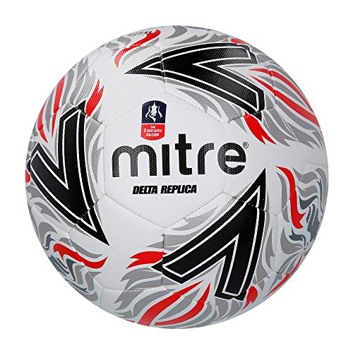 Mitre Delta Replica FA Cup - Balón de fútbol para Hombre, Color Negro y Rojo, 5