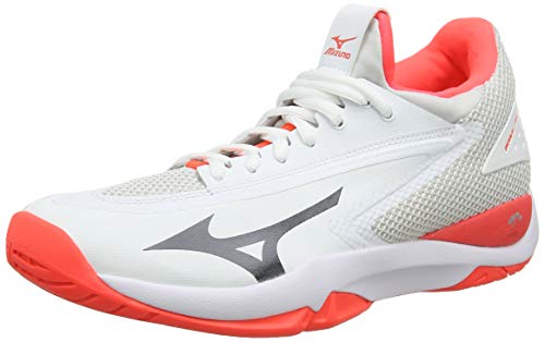 Mizuno Wave Impulse AC, Zapatillas de Tenis Mujer, Blanco (White/Dark Shadow/Fiery Coral 08), 39 EU