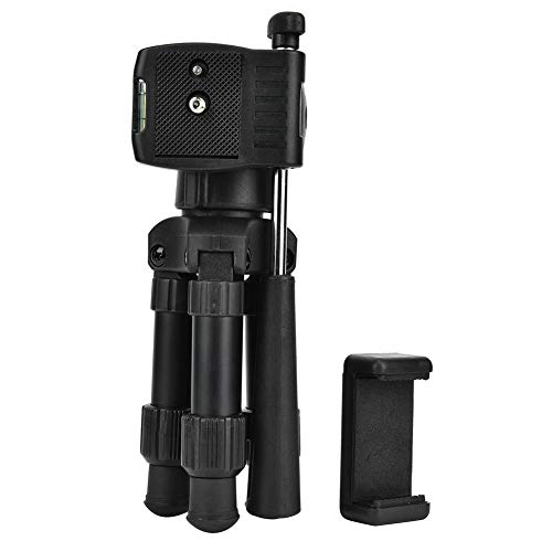 Modelo MS02 Mini Trípode Plegable de Cámara, Soporte con Mando de Bola para Teléfonos Móviles, Trípode de Dos Sesiones de Aleación de Aluminio y PC para Fotografía, Negro, con Clips y Bolsa