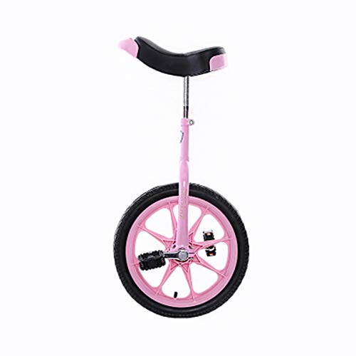 MXSXN Monociclo Pequeño 16" Rueda Monociclo para Niños Niñas, Uniciclo Principiantes, Bicicleta De Equilibrio Ruedas De Color Monociclo De Fitness Competitivo para Niños Adultos,Rosado