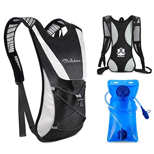 Nikduo Mochila de hidratación, Agua Bolsa Mochila con 2L Vejiga del Agua Mochila HidratacióN Vejiga Paquetes Senderismo Camping Running Ligera Chaleco Ciclismo para Marathoner Esqui