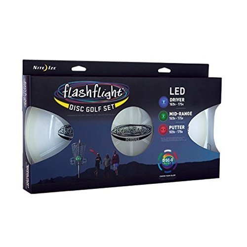 Nite Ize Flashflight Disc Golf Light Up LED 3 Disc Set - Includes Driver, Mid-Range, Putter by Nite Ize