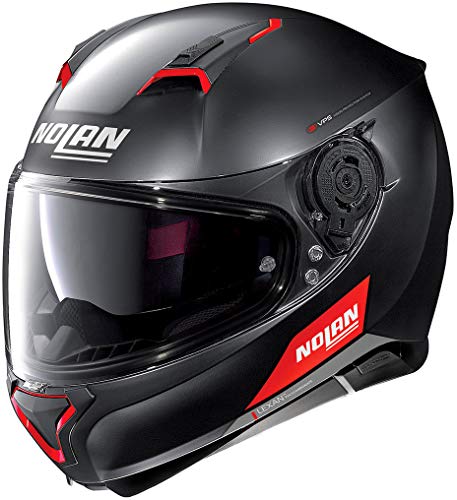 NOLAN N87 Emblema N-COM XS Casco, Hombre, Negro (Flat Black)