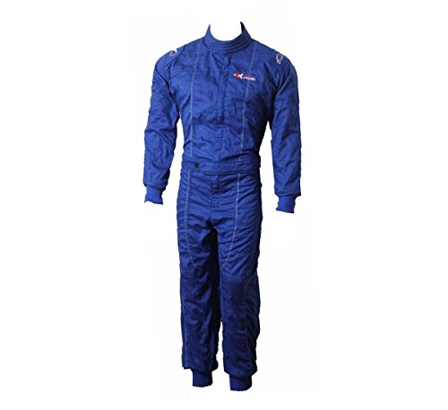 Nuevo Traje de karting para adultos/Carrera/Rally Trajes de una pieza Traje Algodón Poli Mono 3 colores brillantes (azul, M)