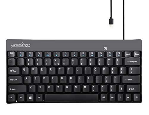 Perixx PERIBOARD-422 Mini Teclado con Cable USB-C, Conexión USB Tipo C, Negro, Layout US Ingles