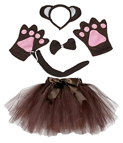 Petitebelle Diadema Bowtie Guantes de cola Tutu niña Disfraz de 5 piezas Un tamaño Brown del mono