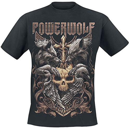 Powerwolf Wolves & Ravens Hombre Camiseta Negro L, 100% algodón, Regular