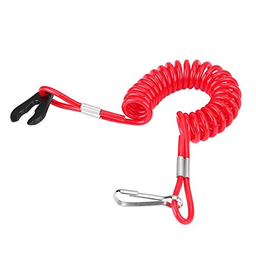 Qiilu Cordón para llave del interruptor de parada del motor, encendido del motor fueraborda Interruptor de parada de emergencia, cordón para llave, clip de cuerda para todas las series