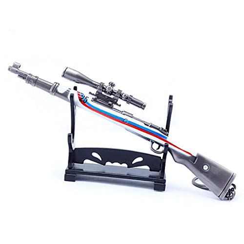 QISUO 98kSniper Rifle Gun Colgante Llavero de Metal Arma Modelo de Juguete Periféricos de Juego Regalo para Niños Mini Figura de Acción Colección Suministros Decoración