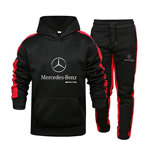 QIZIFAFA Camisa Deportiva para Adultos, Traje Deportivo para Hombres Y Mujeres para Mercedes-Benz.Z A.M.G Dos Piezas, Pantalones De Suéter A Rayas con Capucha Arriba, Primavera Y Otoño,B,XL