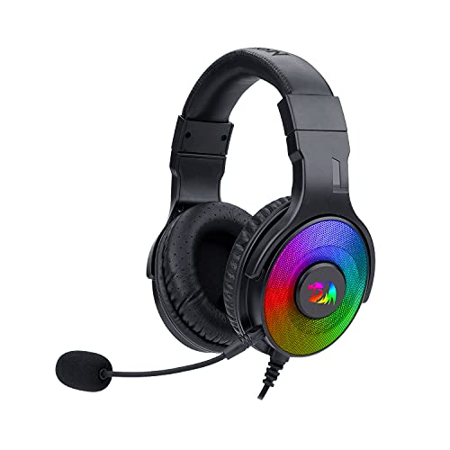 Redragon Pandora H350 RGB Auriculares para Gaming - Audio de Alta Definición + Potentes Bajos - Micrófono extraíble, Almohadillas Grandes - Funciona en PC/PS4/XBOX One/NS