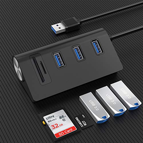 Rocketek Hub expansión Puerto USB, Divisor concentrador Multiport USB 3.0 con 3 Puertos USB, SD&TF Ranura para iMac, MacBook Air, MacBook Pro, MacBook, Mac Mini, PC y computadoras portátiles (Negro)