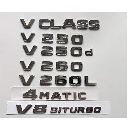 SBCX Para Mercedes Benz Clase V W447 MPV V200 V220 V250 V250d V250L V260 V260L 4MATIC, Emblema de emblemas de Tapa de Maletero con Letras cromadas