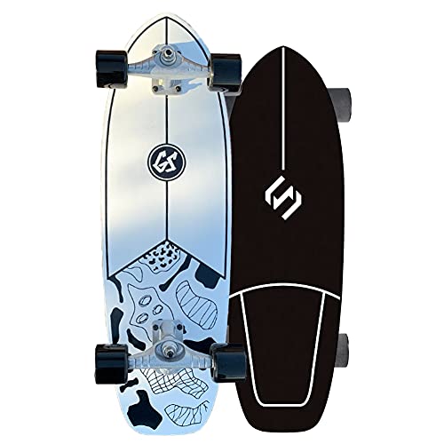 Skateboard Principiantes Completa Cruiser Board Surfc Monopatin para Adolescentes Niños Niñas, 9 Capas de Madera de Arce, Rodamientos ABEC-9, Trucks 78A, Surfskate Carver 75CM