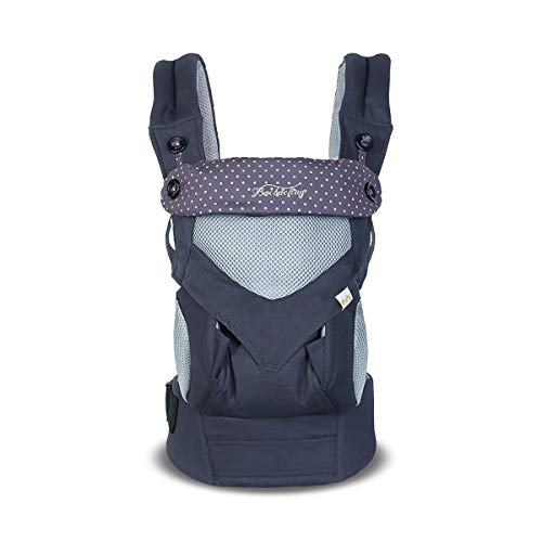 SONARIN 4 en 1 Transpirable Mochila portabebé,Malla Transpirable 3D,Capucha de Dormir,para recién nacidos y bebés(3-48 meses), carga máxima 20 kg,Múltiples posiciones,Marsupio portabebé(Azul Oscuro)