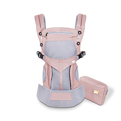 SONARIN Mochila portabebé Transpirable Premium,Ergonómica,capucha de dormir,para recién nacidos y bebés(3-48 meses),carga máxima 20 kg,Soporte para la Cabeza,Marsupio portabebé(Rosado)