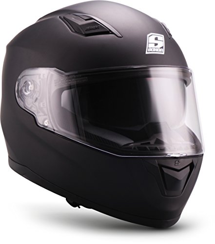 Soxon ST-1000 - Casco integral, Casco de Rostro Completo para Moto, Visera ECE, Cierre rápido, con Bolsa, Negro, XS (53-54cm)