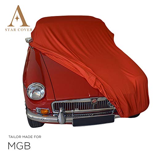 Star Cover Funda DE Coche para EL Interior A Medida MG MGB Roadster | Rojo Cubierta DE Coche Interior | Lona Garaje para Auto | Funda DESCAPOTABLE, Coche CLÁSICO, Coche Deportivo | Entrega RÁPIDA