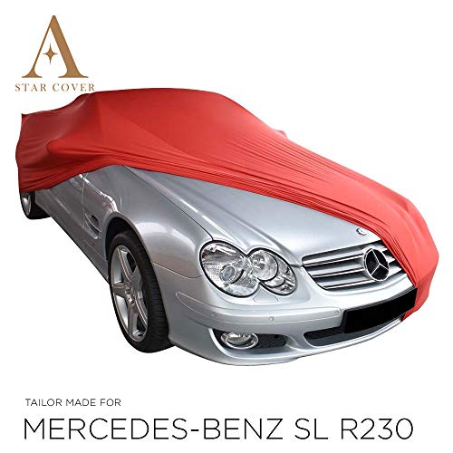 Star Cover Fundas DE Coche para EL Interior Compatible con Mercedes-Benz SL-Class (R230) | Rojo Cubierta | Lona Garaje para Auto | Funda DESCAPOTABLE, Veterano, Coche Deportivo | Entrega RÁPIDA