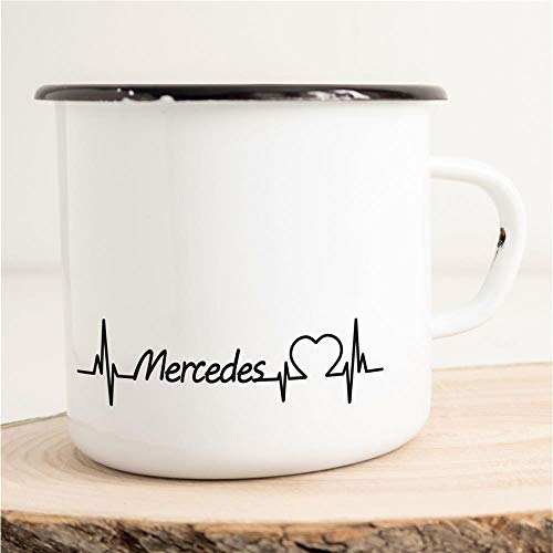 Taza esmaltada para fans de Mercedes Puls Corazón Auto Marca Liebe