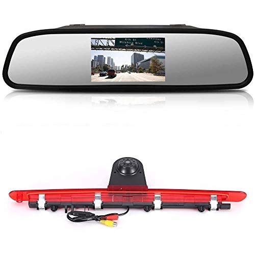 Tercera Luz de Freno Cámara de Visión Trasera 8LED Copia de Seguridad +4,3" Espejo Retrovisor para Transporter Mercedes Benz Vito/Tourer/Mixto/Panel VanKasten/V-Klasse Rise Edition/V260L