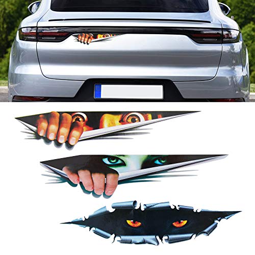 TOMALL 3pcs 3D Simulation Stereo Eyes Peeking Car Stickers Man Peeking Woman Peeking Sticker Leopard Eyes Peeking Sticker Autoadhesivos impermeables para coche ventana parachoques portátil motocicleta