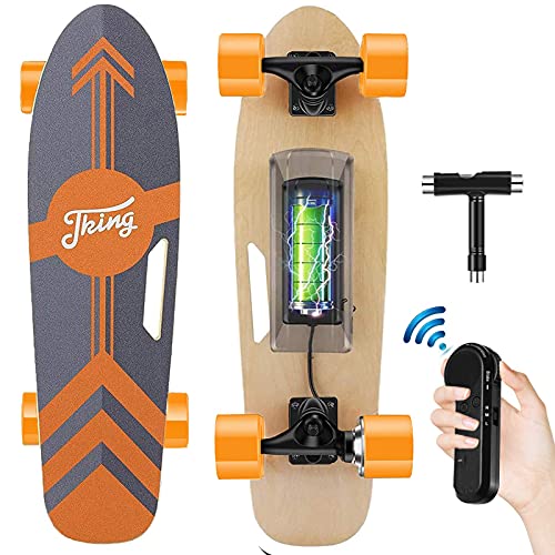 Tooluck Electric Skateboard Monopatín eléctrico con Mando a Distancia inalámbrico, 20 km / h de Velocidad máxima, Alcance máximo de 8 km, longboards eléctricos para Adultos, Adolescentes y niños